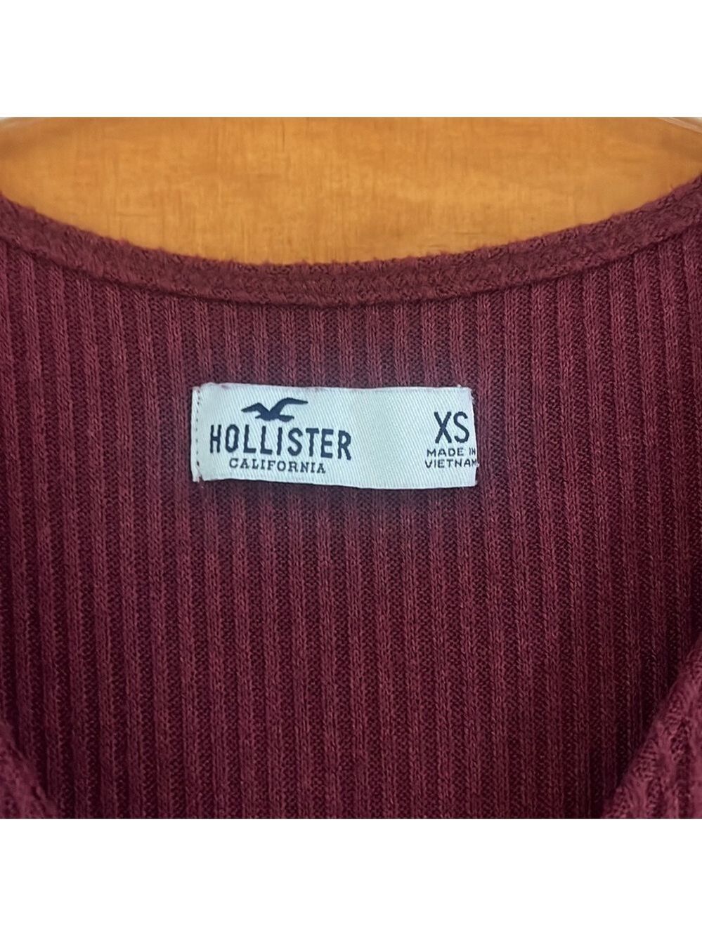 Hollister Cranberry Red Ribbed Long Sleeve Dress - Picture 2 of 4